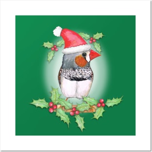 Zebra finch Christmas style Posters and Art